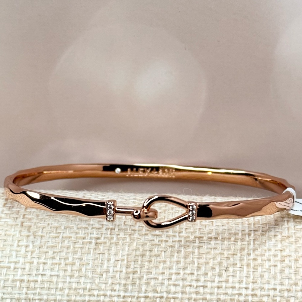 Alex and Ani Rose Gold Faceted Hook Tension Bracelet - Picture 3 of 4
